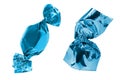 Blue wrapped candy isolated on a white background Royalty Free Stock Photo