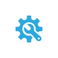 blue Wrench and Gear cogwheel vector icon