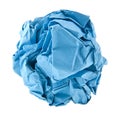 Blue wrinkled paper isolated on white background Royalty Free Stock Photo