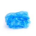 Blue wrinkled plastic bag on white background Royalty Free Stock Photo