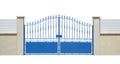 Blue wrought-iron gate of a house