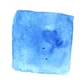 Blue wry watercolor square with stains