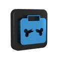 Blue X-ray shots with broken bone icon isolated on transparent background. Black square button. Royalty Free Stock Photo