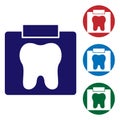 Blue X-ray of tooth icon isolated on white background. Dental x-ray. Radiology image. Set icons in color square buttons Royalty Free Stock Photo
