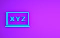 Blue XYZ Coordinate system on chalkboard icon isolated on purple background. XYZ axis for graph statistics display