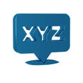 Blue XYZ Coordinate system icon isolated on transparent background. XYZ axis for graph statistics display.