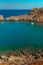 Blue yacht in St. Paul\'s Bay