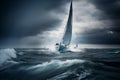 A blue yacht takes place in a sailing regatta