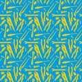 Blue and Yellos seamless pattern of tools Royalty Free Stock Photo