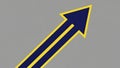 Blue and Yellow Arrow Pointing Upwards on Gray Background Royalty Free Stock Photo