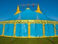 Blue and yellow big top circus tent Royalty Free Stock Photo