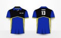 Blue, yellow and black sport football kits, jersey, t-shirt design template