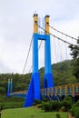 Blue - yellow cable bridge Royalty Free Stock Photo