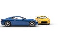 Blue And Yellow Cars