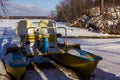 Catamaran under the Tree in a Winter Day