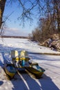 Catamaran under the Tree in a Winter Day