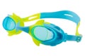 Blue-yellow children`s goggles for swimming in the pool or in open water, on a white background Royalty Free Stock Photo