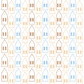 Blue Yellow Christmas Houses Pattern Texture Background