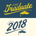 Blue and Yellow Class of 2018 Graduate Vector Graphic with Graduation Cap and Tassle Royalty Free Stock Photo