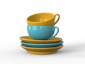 Blue and Yellow Coffee Cups