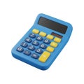 Blue and Yellow Compact Calculator with Large Buttons on White Background math mathematics Royalty Free Stock Photo