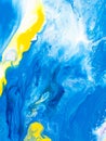 Blue and yellow creative abstract hand painted background