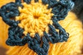 Blue and Yellow Crocheted Flower