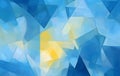 Blue and Yellow Cubism Background with Serene Watercolor Patterns