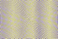 Blue yellow dotted halftone. Vertical round dotted gradient. Half tone background