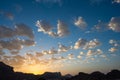 Blue and Yellow Evening Sky in Wadi Rum, Jordan Royalty Free Stock Photo