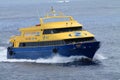 Blue and yellow ferry