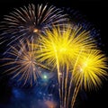 blue and yellow fireworks Royalty Free Stock Photo
