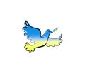 Blue-yellow flag of Ukraine in the form of a dove of peace with olive branch. Concept of peace in Ukraine for web design, patrioti Royalty Free Stock Photo