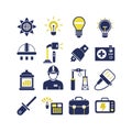 Engineering and construction related icons representing industry and innovation Royalty Free Stock Photo