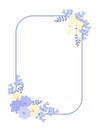 Blue and Yellow Floral Frame with Ribbon. Royalty Free Stock Photo