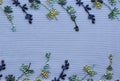 Blue and yellow flowers lace material texture macr Royalty Free Stock Photo