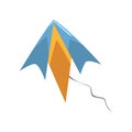 Blue and yellow flying kite vector Illustration on a white background Royalty Free Stock Photo