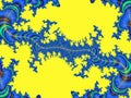 Blue yellow fractal, floral motion, space shapes colors, geometries shapes background, abstract texture, graphics Royalty Free Stock Photo