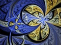 Blue and yellow fractal flower or butterfly Royalty Free Stock Photo