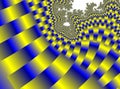 Blue yellow fractal geometries abstract background and texture