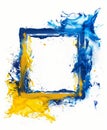 Blue and yellow frame, isolated white background Royalty Free Stock Photo