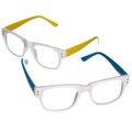 Blue and yellow glasses