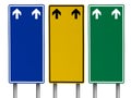 Blue Yellow Green blank traffic sign on isolated white background. Royalty Free Stock Photo