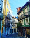 Bright street and colored houses of Porto, Portugal