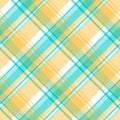 Blue yellow light color check tablecloth seamless pattern Royalty Free Stock Photo