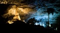 Blue and yellow lights in a fantastic cave in Europa