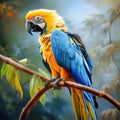 Blue and yellow macaw yellow cockatiel nature white
