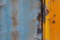 Blue and yellow metal background,Rusty metal background Royalty Free Stock Photo