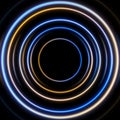 Blue and yellow neon circles abstract futuristic background Royalty Free Stock Photo