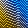 Blue yellow neon curved lines refraction background